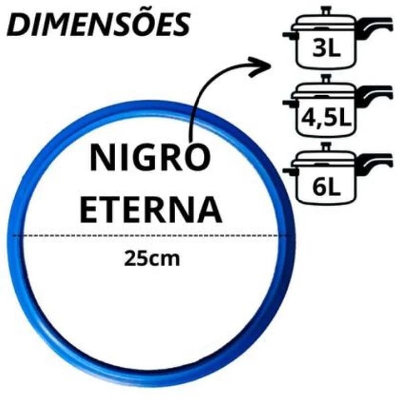 Borracha de silicone, Anel Eterna Nigro para Panela de Pressão 3L/4,5L / 6L– Vedação Perfeita e Durabilidade Garantida