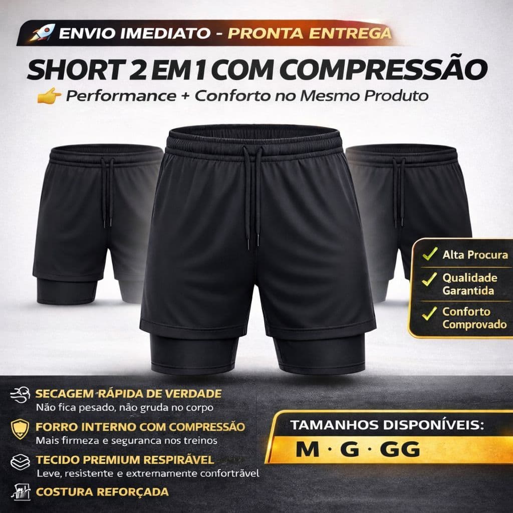 Kit Com 1/2/3 Bermudas Masculina Dry Fit Com Bolso