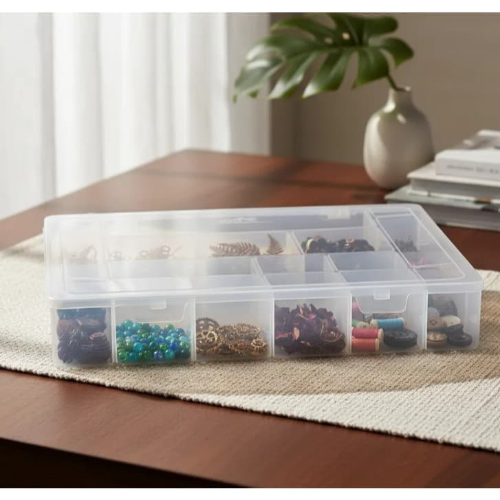 KIT de 2 Caixas Organizador Grande Estojo Plástico C/ 20 Divisórias Pesca Bijuteria Costura