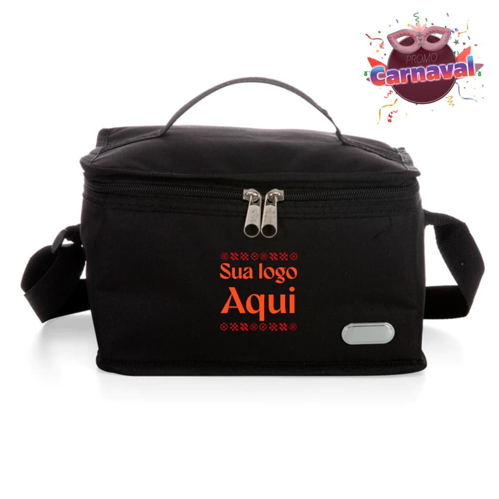 Bolsa Térmica Pequena Personalizada de Mão 4L Preta Logomarca Empresa  Compacto Brinde
