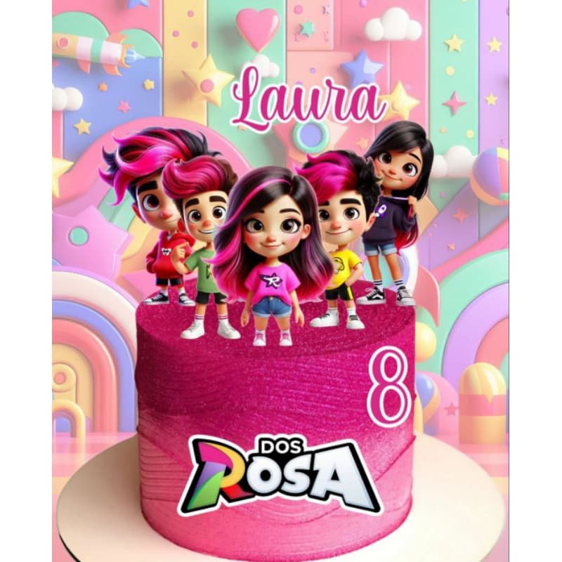 topper de bolo dos rosa personalizado com nome