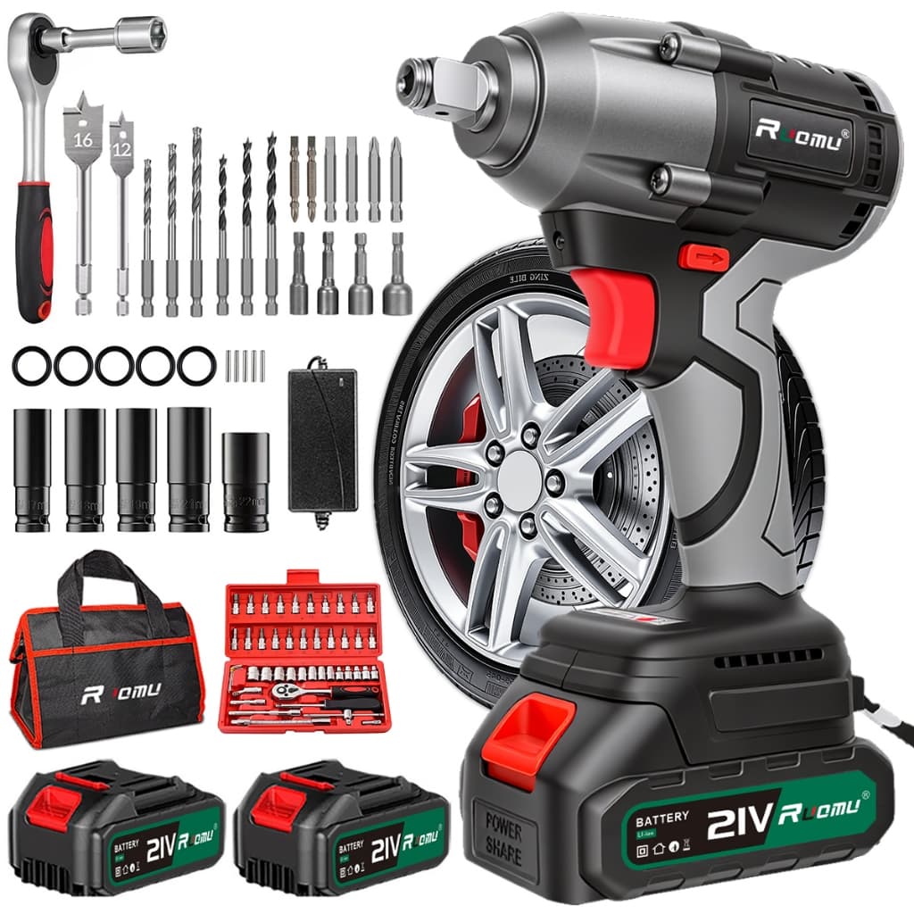 Chave De Impacto Elétrica Parafusadeira Furadeira Brushless 2 Baterias