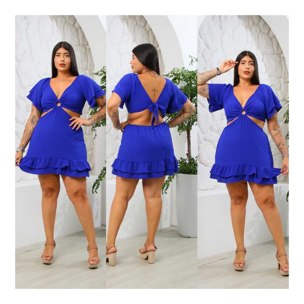 Macaquinho Short Saia Feminino Plus Size Crepe Dunas Com Bojo Lançamento Estampa