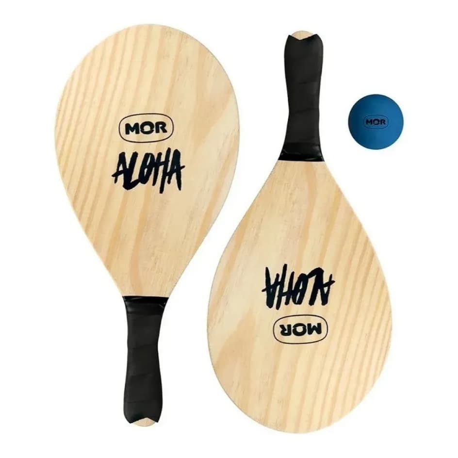 Kit Jogo de Frescobol de Madeira Aloha MOR