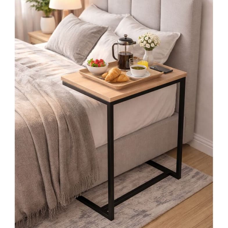 Mesa de Apoio para Sofá Industrial Vintage – Mesa Lateral para Sala, Quarto e Escritório