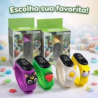 Relógio Digital LED Infantil À Prova D'Água - Desenhos Divertidos para Meninos e Meninas