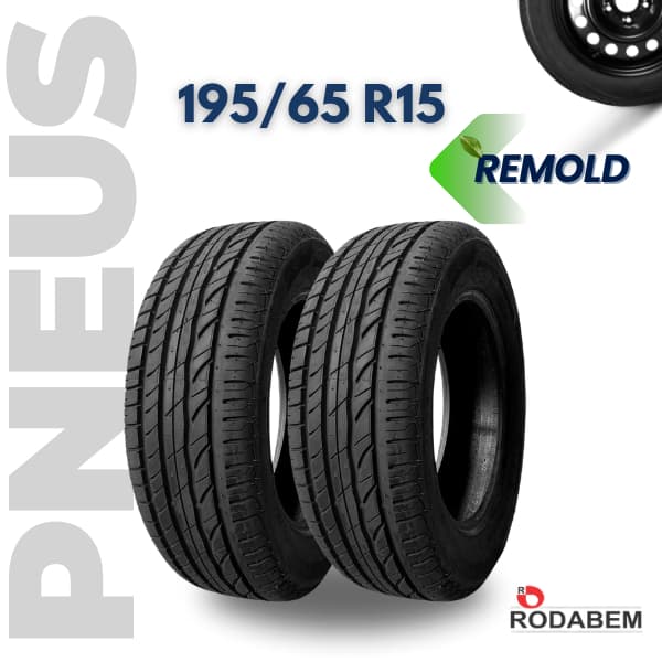 2 Pneus Aro 15 195/65/15 Remold C/ Inmetro 2x Unidades