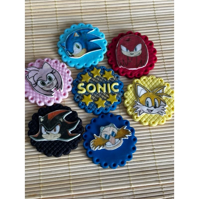 aplique Sonic comestível para pirulito pasta americana