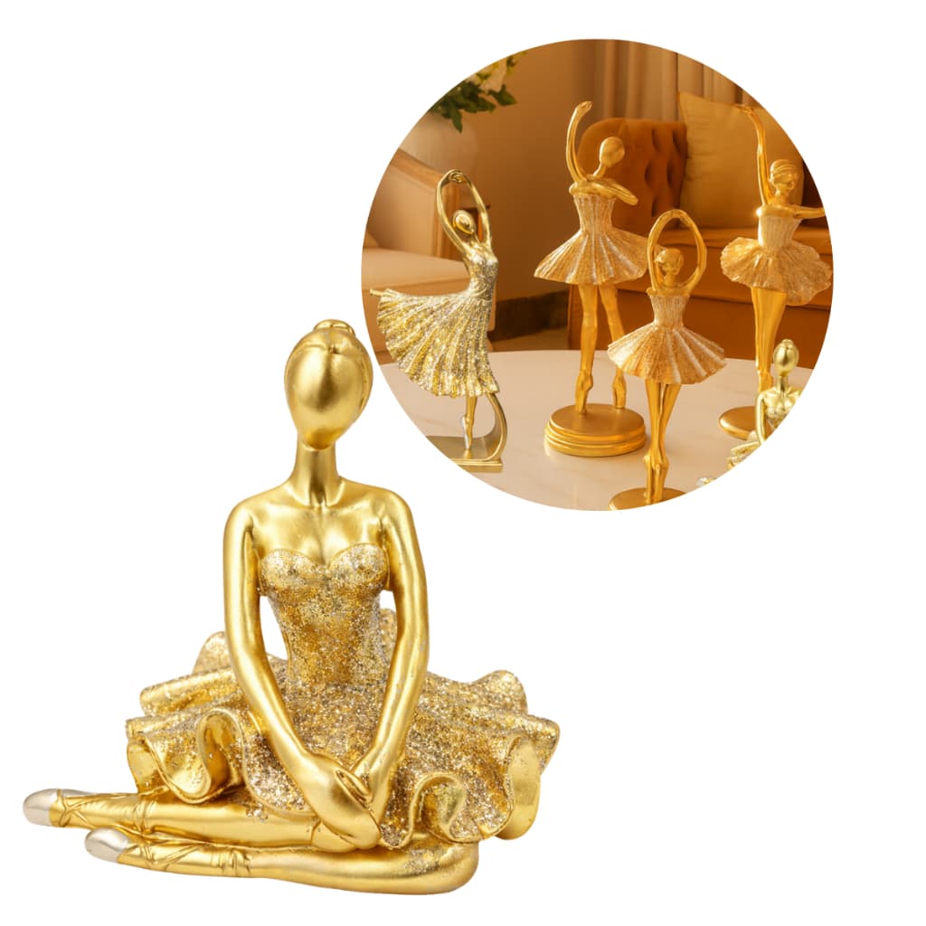 Enfeite em Resina Bailarina ou Dançarina Dourado com Gliter Brilhante