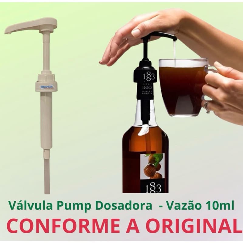 2 Valvulas Pump Dosadora VAZÃO 10ML p/ Vidro Xarope Monin, Kaly,1883, Soda Italiana Original Senapack