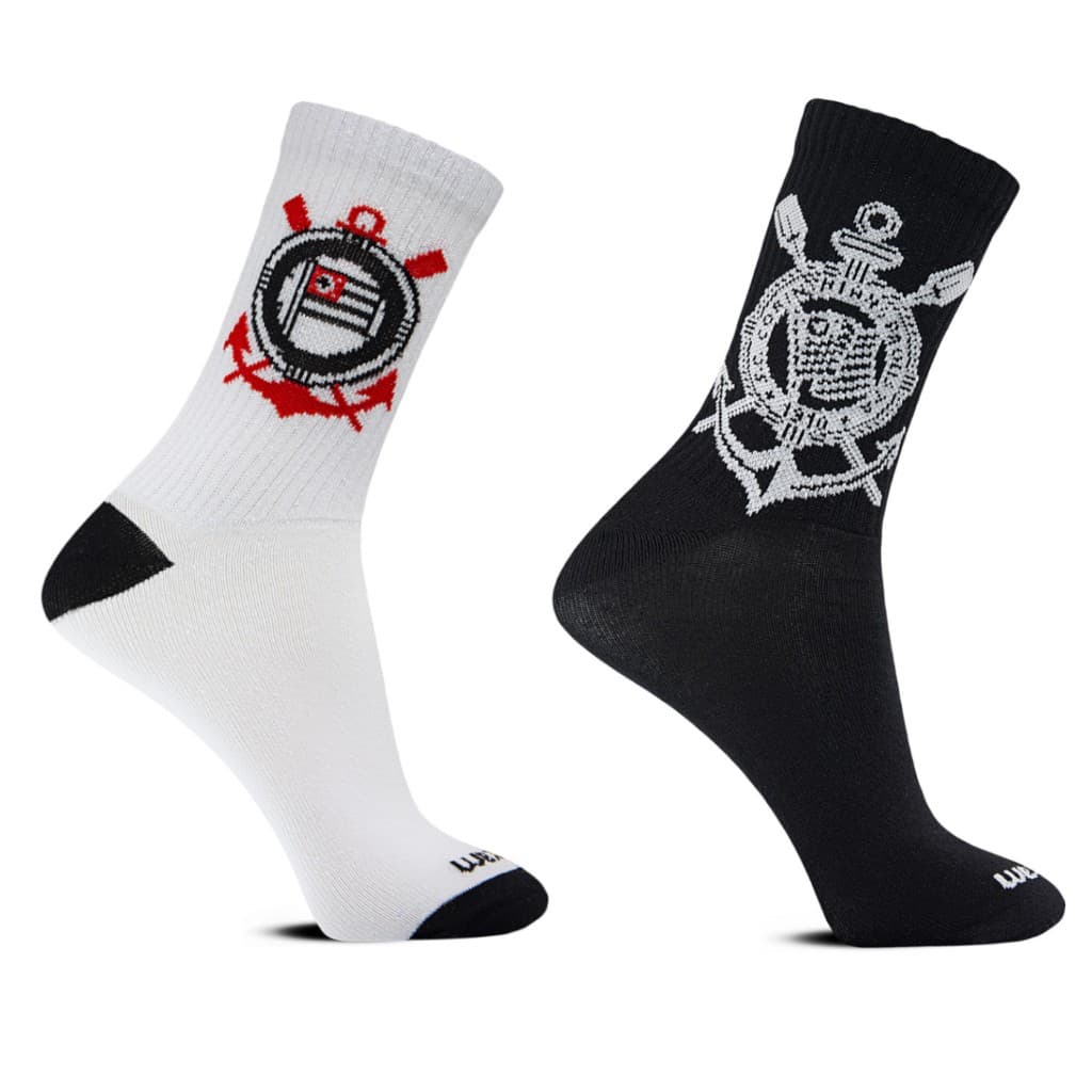 Kit 2 Pares Meia Esportiva Futebol Running Bike Corinthians
