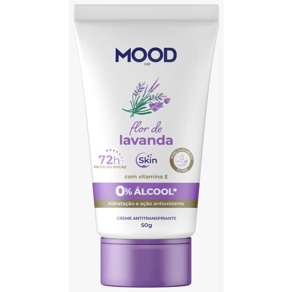 Antitranspirante Skin 0% Alcool Creme Mood Care Lavanda 50g Para Peles Sensíveis