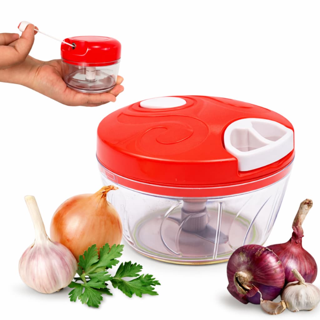 Mini Processador Triturador Cortador Picador De Vegetais Alimentos Manual 5 laminas Aço Inox