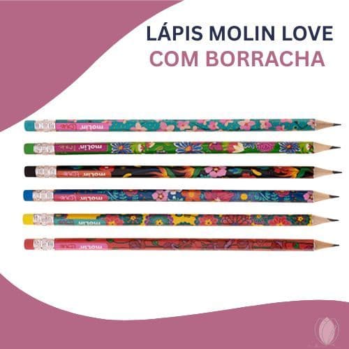 Lápis Grafite Molin Love Flowers com Borracha - Estampas Florais