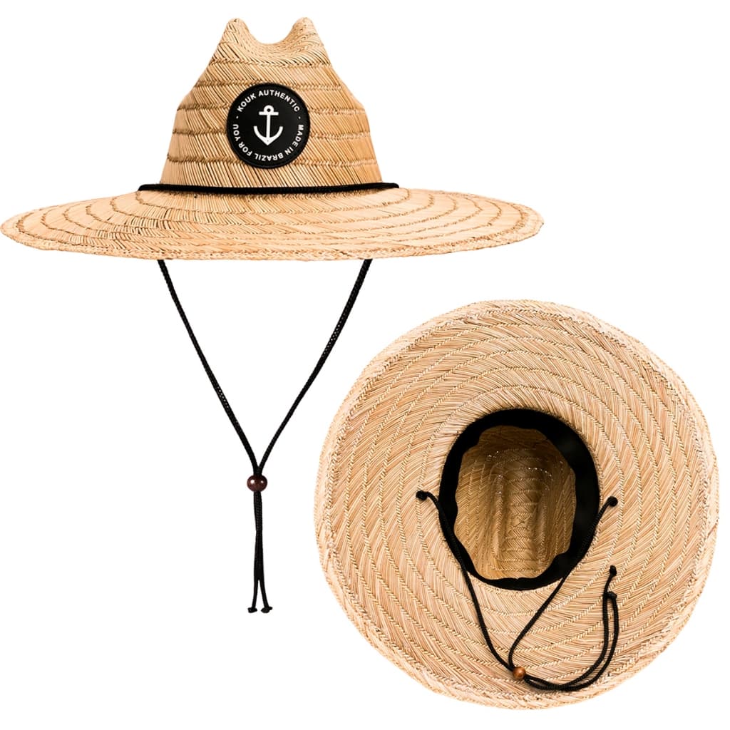 Chapéu de Bambu Palha Natural Premium Praia Proteção Sol Verão Piscina Unissex Moda Surf Importado