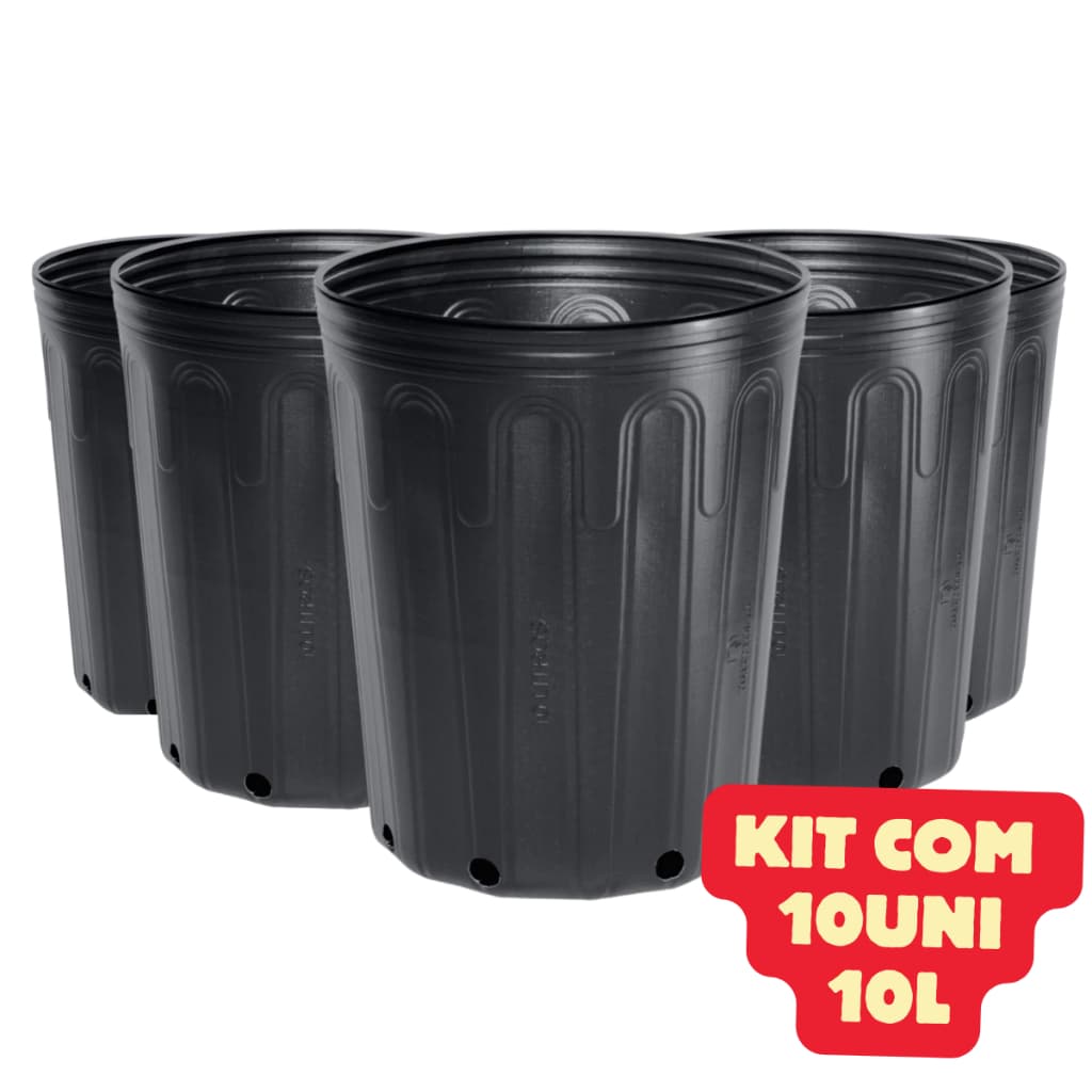Kit 10 Vasos para Mudas e Plantas 10 Litros Embalagem Flexivel Jardim Citrus Café Ornamental
