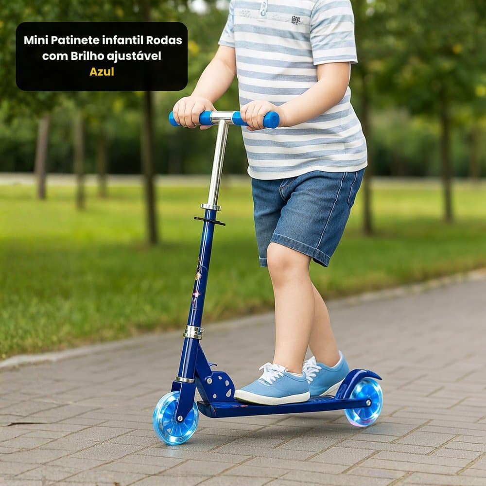 Patinete Infantil Rodas com Brilho Menina Menino ajustável Travessos Brinquedo Infantil - INMETRO