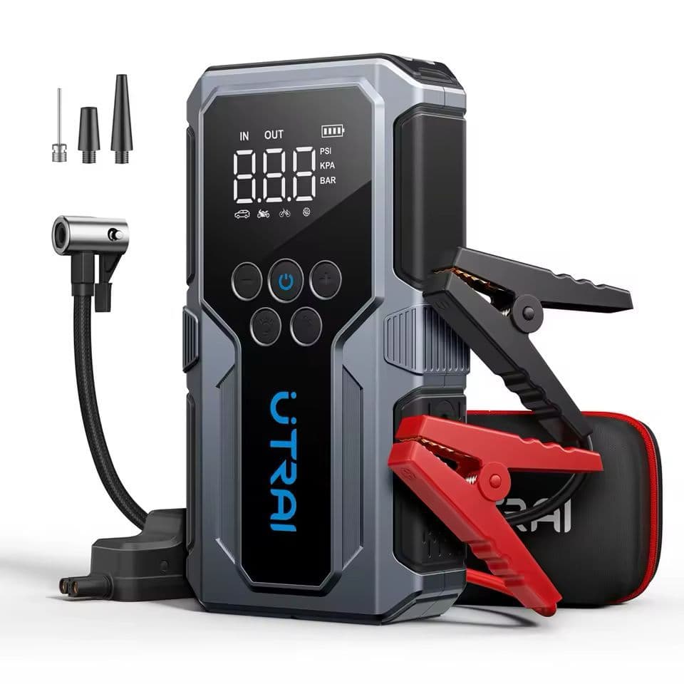 Jump Starter Utrai 1500a Carro Moto + Compressor Portatil 150psi