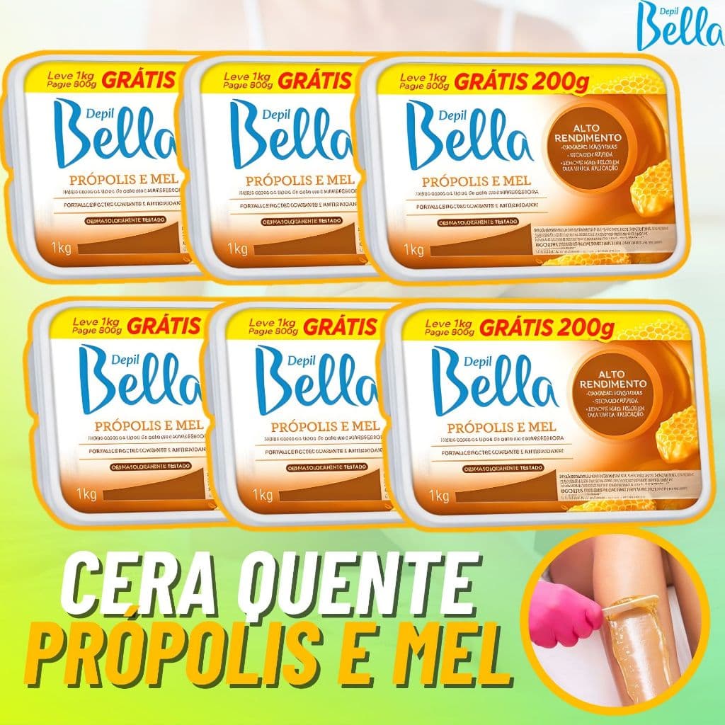 Cera Depilatória Depil Bella Propolis e Mel Cera Quente 1kg  Cera em Barra