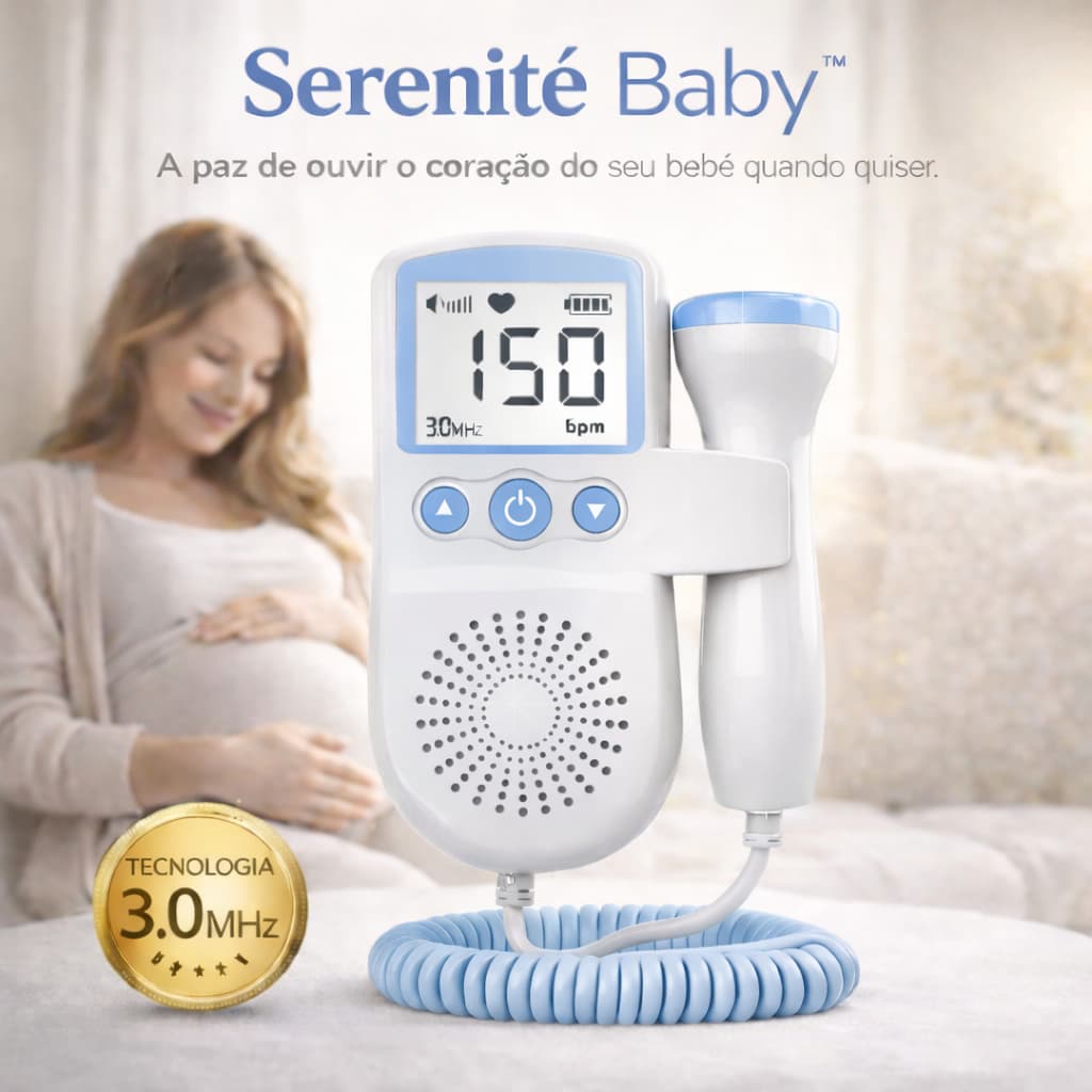Monitor Batimento Cardíaco Bebê Grávida Doppler Fetal Ultrassom Frequência Aparelho Portátil