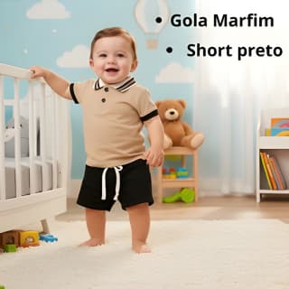 Conjunto camisa Infantil polo piquet com short tectel ou moletinho confortável e respirável