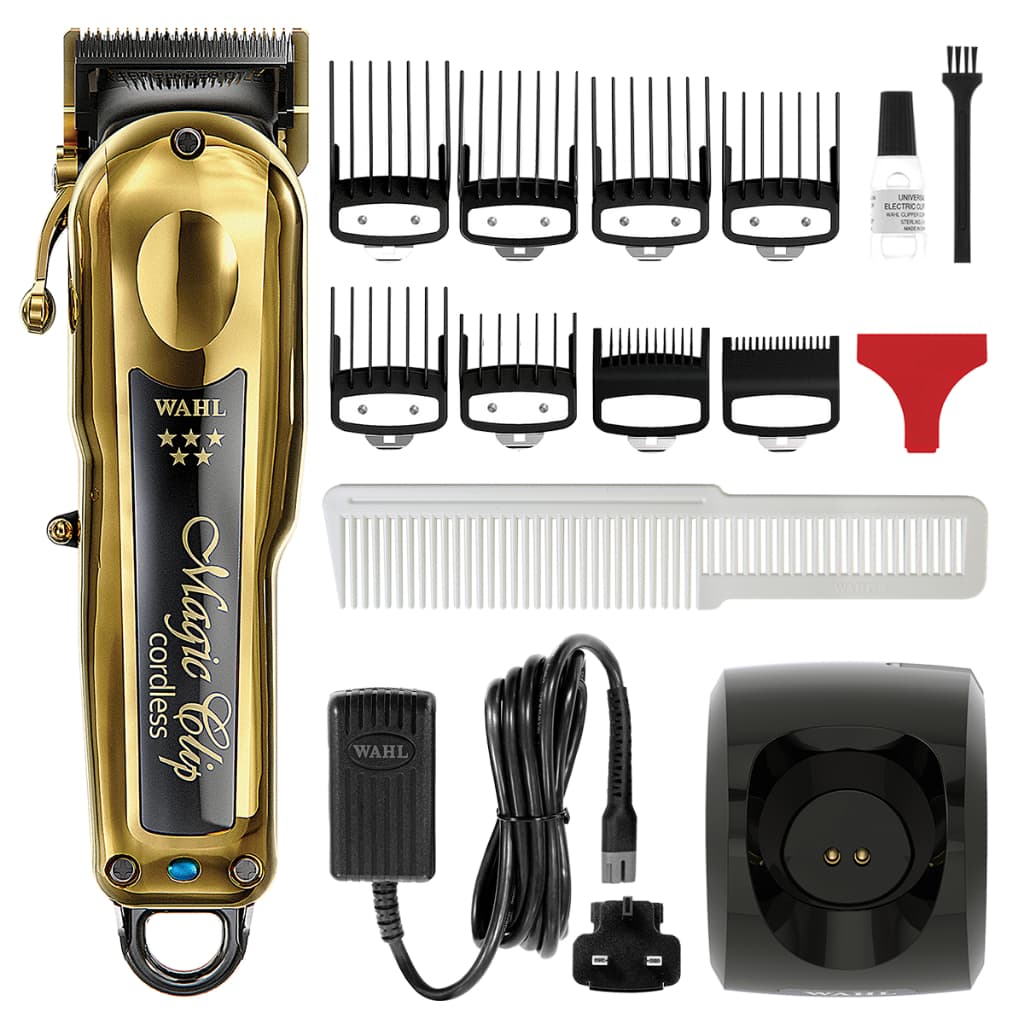 Wahl Magic Clip Gold com Base de Carregamento Maquina de Cortar Cabelo Profissional sem Fio 6500 RPM Bivolt