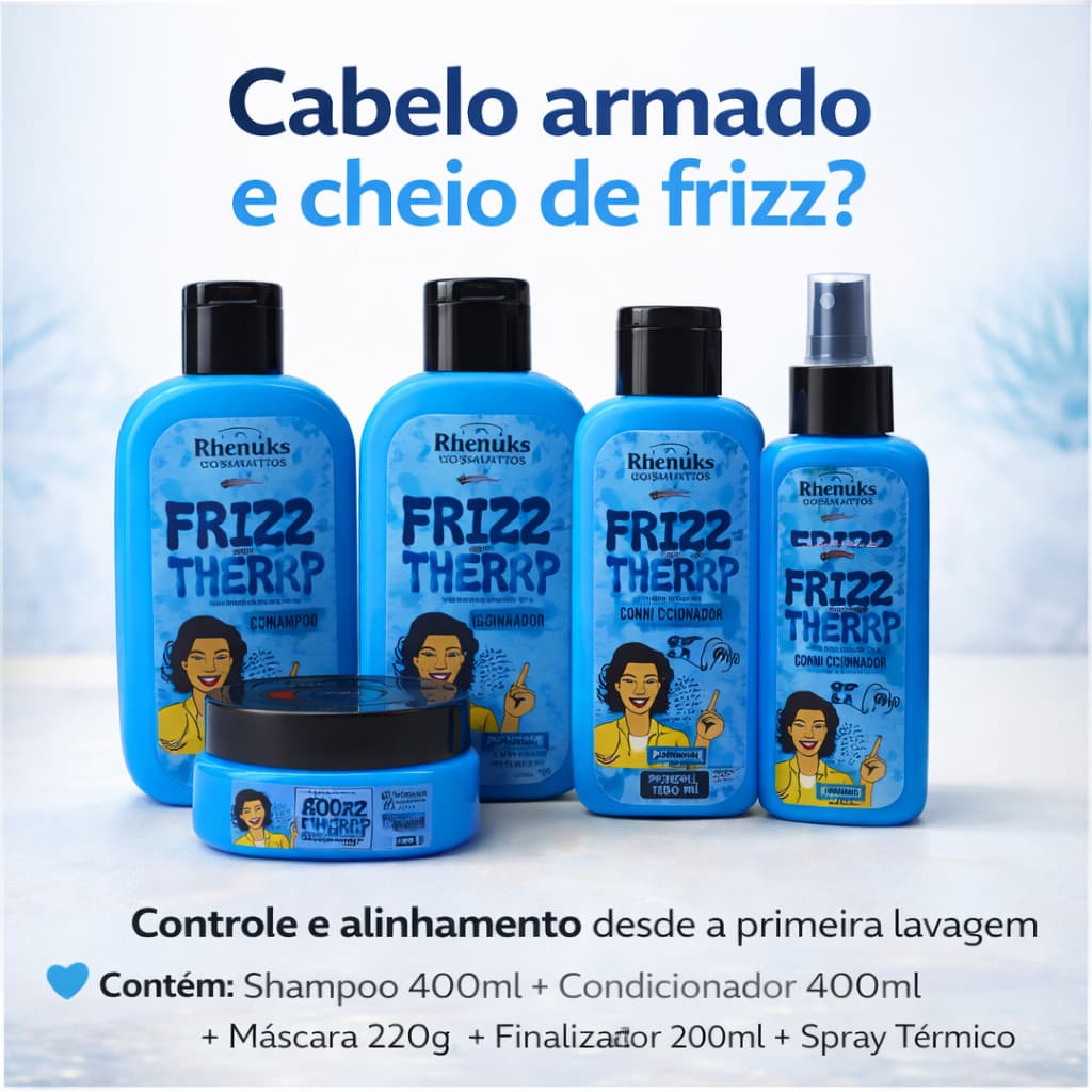 Kit AntiFrizz Profissional Alinhamento Escova Duradoura Shampoo Condicionador Máscara Creme e Spray