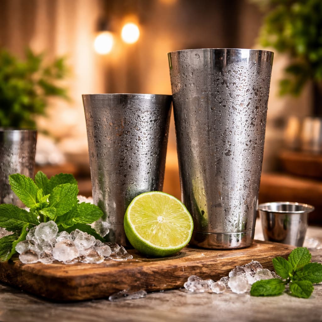 Coqueteleira Boston Inox Profissional Capacidade 820ml Resistente Bartender Drinks