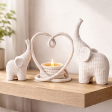 Luminária Coração com Elefantes – Decoração Sofisticada Encantadora - Prosperidade e Abundância