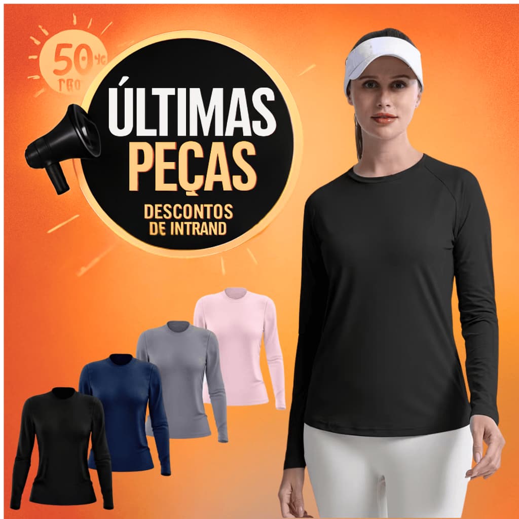 Kit 2 Camisas Proteção Solar Feminina UV Lisa - Segunda Pele Proteção Blusa Manga Longa Fator 50+