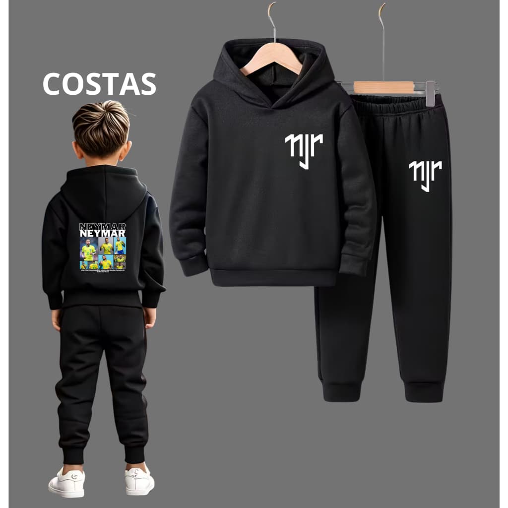 Conjunto Moletom Infantil Personalizado Blusa com Capuz e Calça Menino Neymar jr futebol Lançamento Oferta COPA DO MUNDO