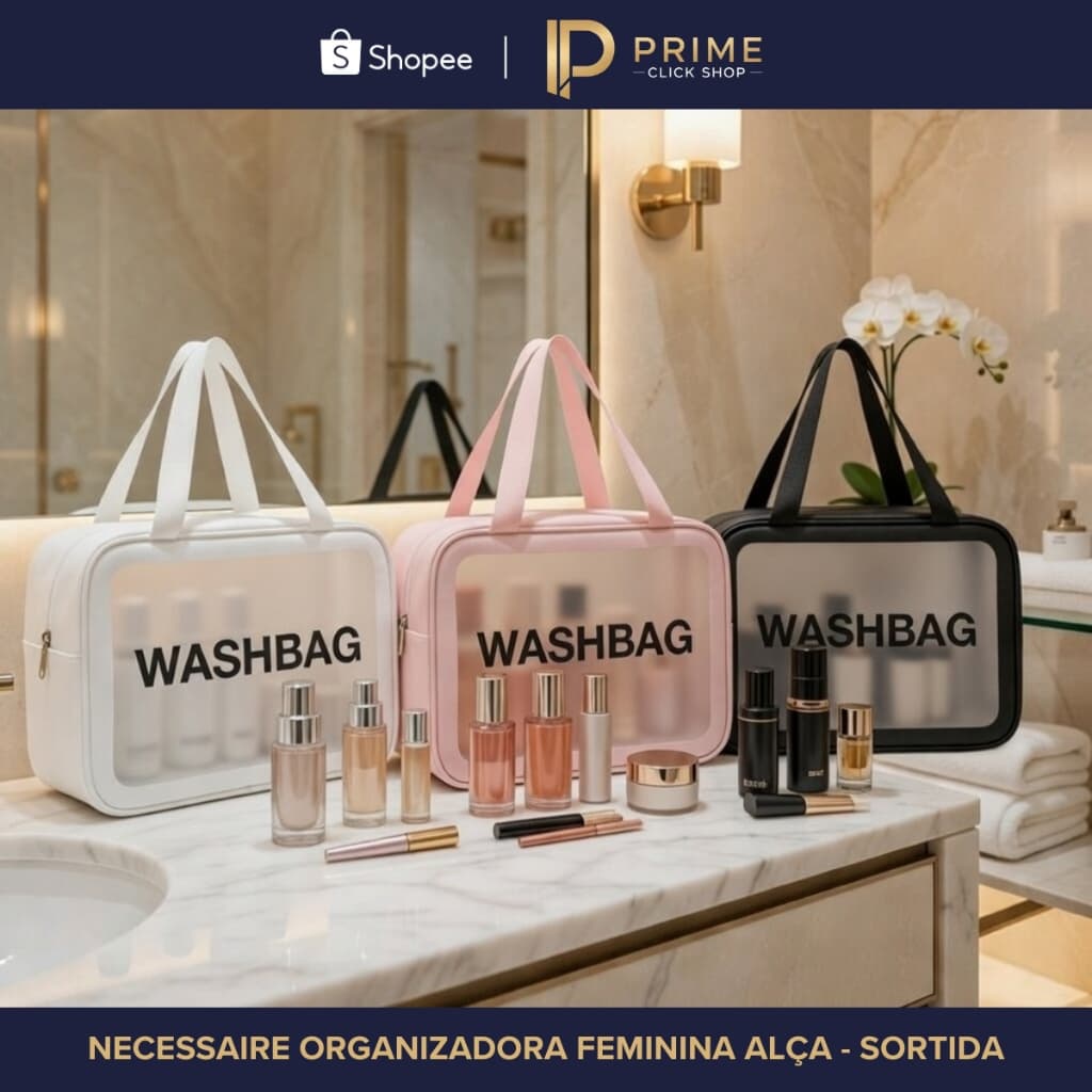 Necessaire Organizadora Viagem Feminina Mala Maquiagem Cosméticos Com Alça Espaçosa Resistente 👝