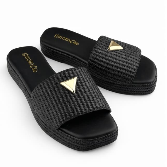 Sandália Feminina Tamanco Flat Plataforma Flatform Confortável Lumina