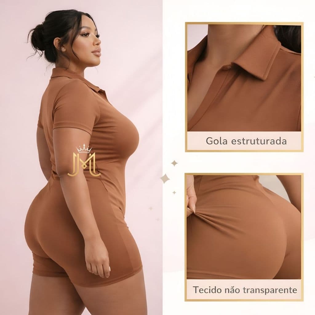 Macaquinho Feminino Fitness Suplex Toque Poliamida Macacão Sem Transparência Academia-350 Gramatura