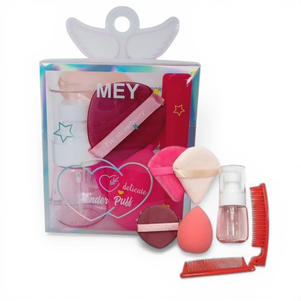 Kit 6 Itens Maquiagem Esponja Pente Porta Demaquilante/Água Micelar Viagem de Bolsa Presente