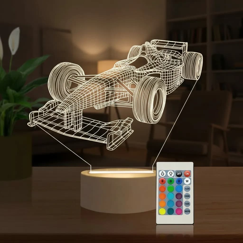 Luminária Led 3d | Fórmula 1 Corrida | Abajur Presente Criativo Decoração