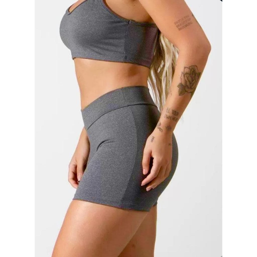 Shorts Legging Em Suplex Curto Cintura Alta Zero Transparencia
