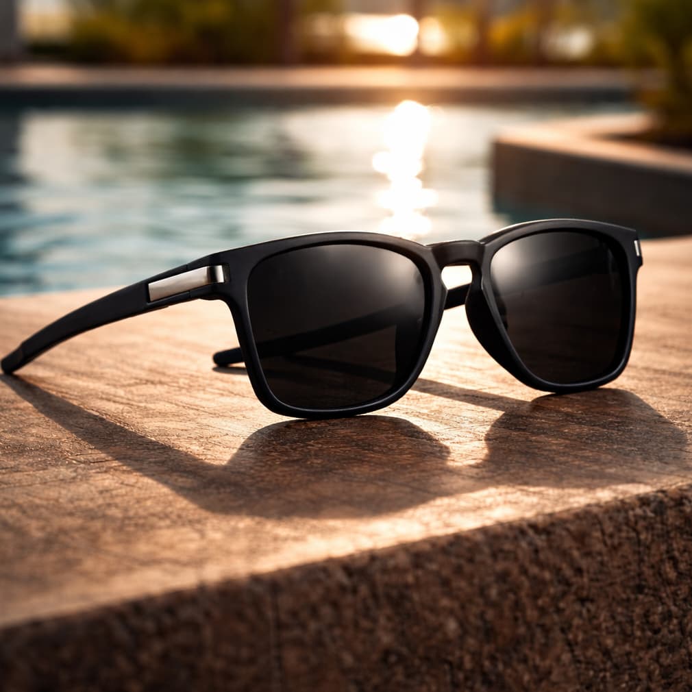 Óculos De Sol Quadrado Proteção UV400 Polarizado Esportivo Preto Fosco Antirreflexo + Acessórios