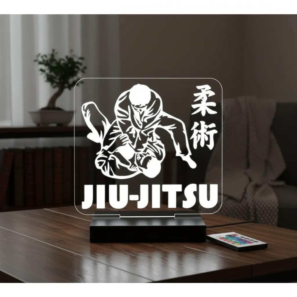 Luminária Led 3d | Jiu Jitsu Luta | Abajur Presente Criativo Decoração