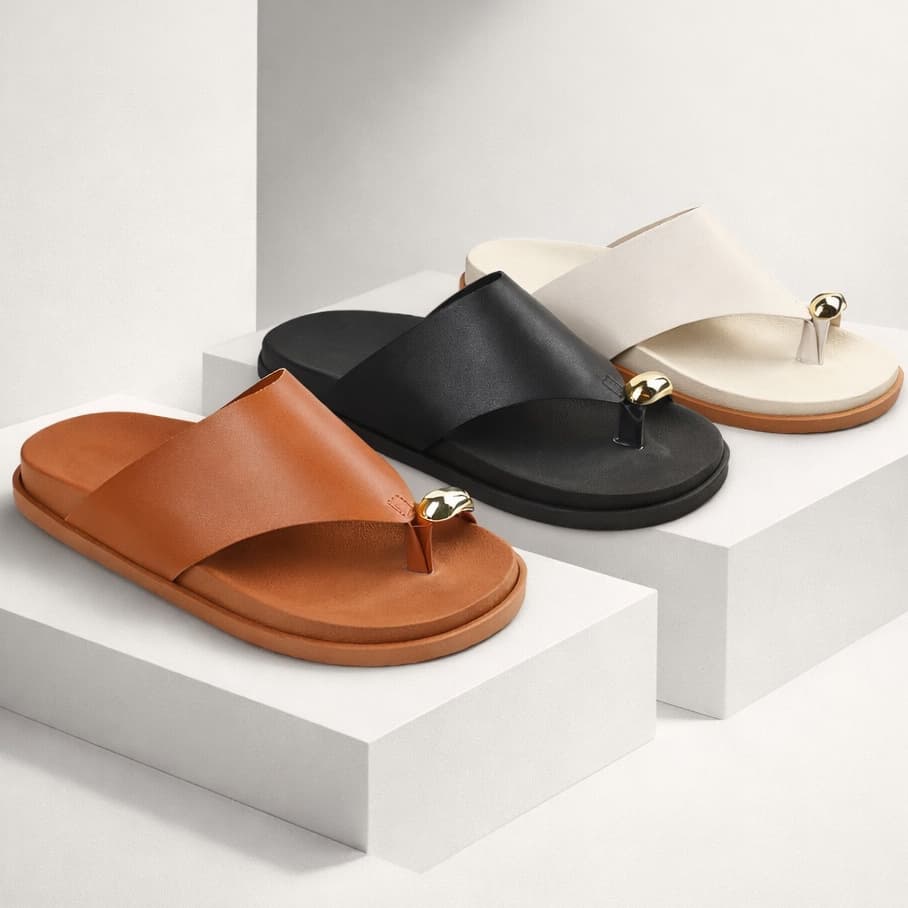 Sandália Papete Feminina Birken Luxo Detalhe Dourado Promoção Lançamento