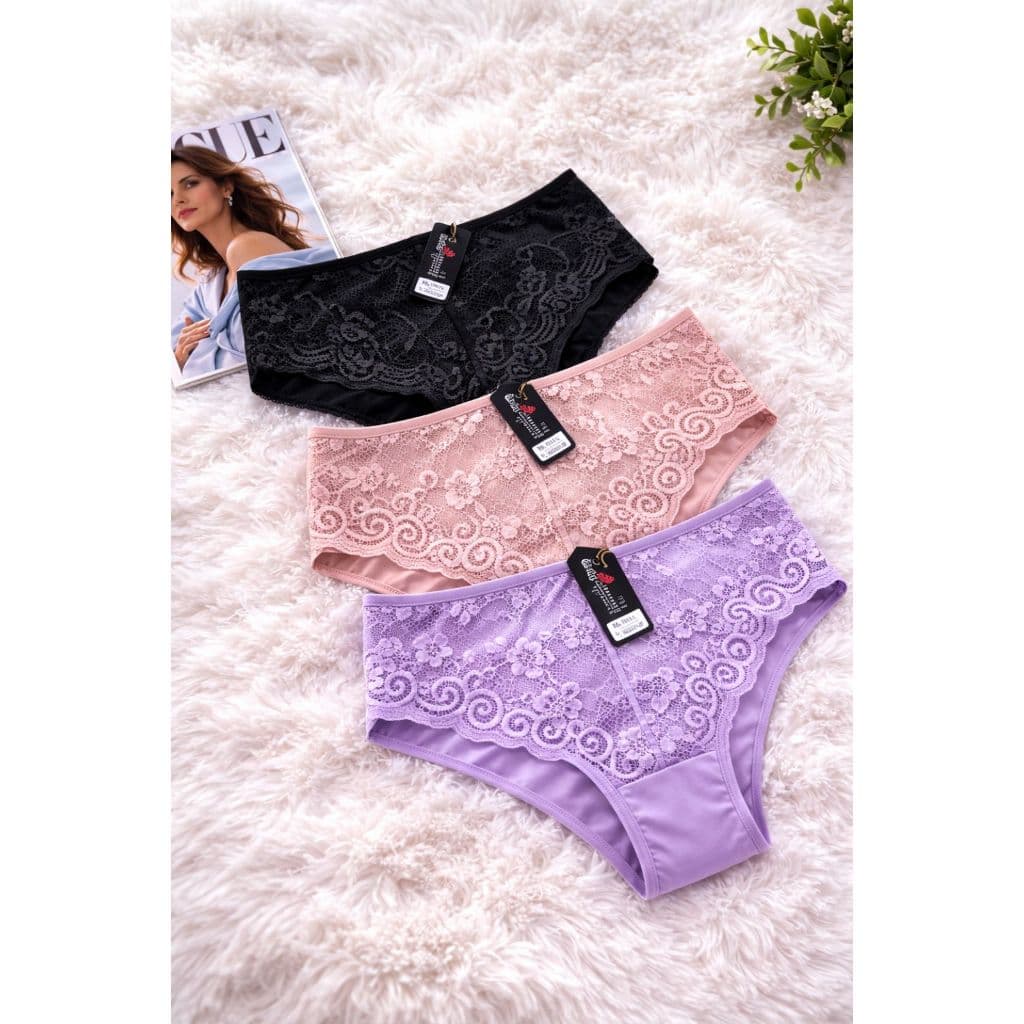 Kit 4 Calçola Tangão Algodão com Renda Calcinha Feminina Conforto