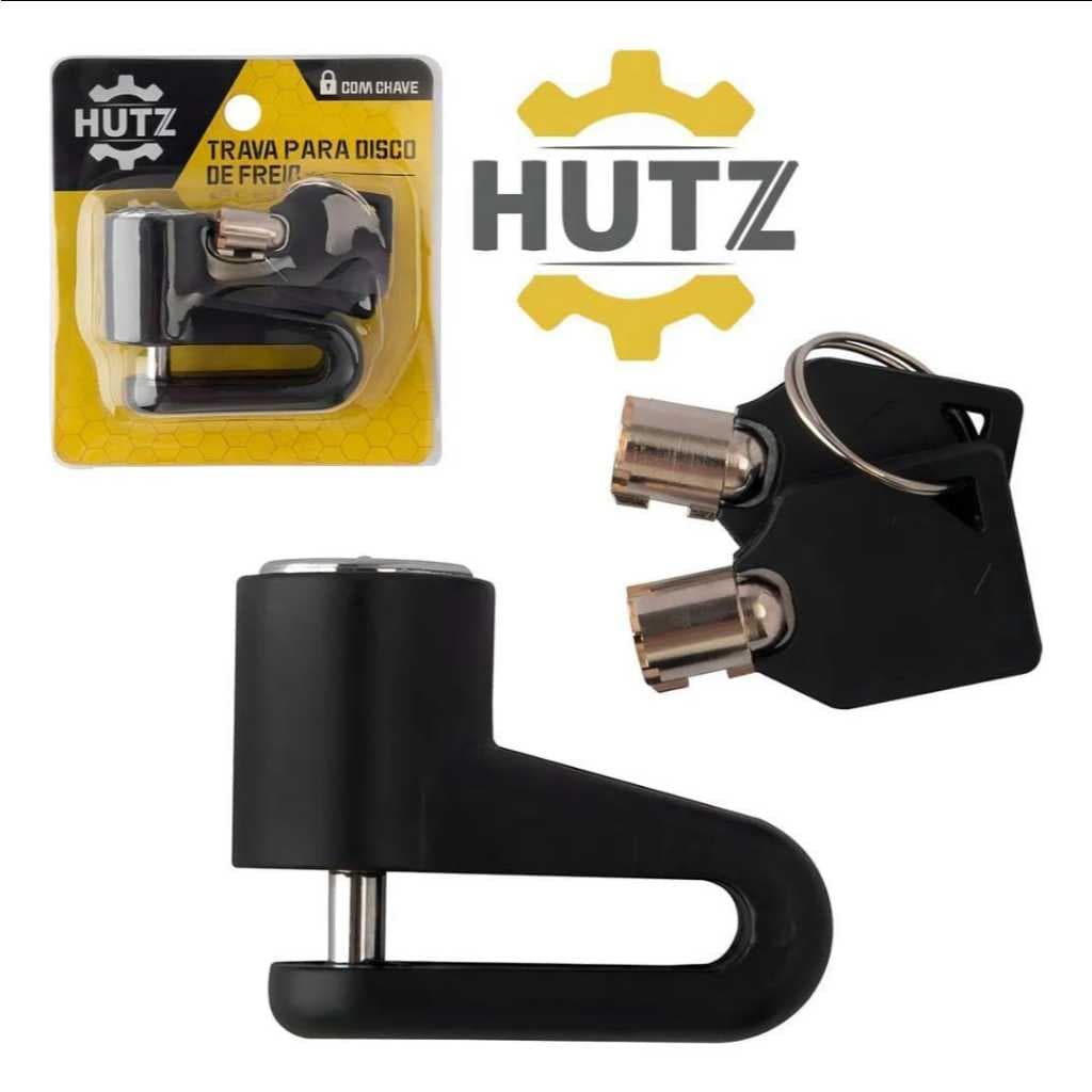 Trava Para Disco de Freio de Moto Com 2 Chaves Hutz Cor Preto