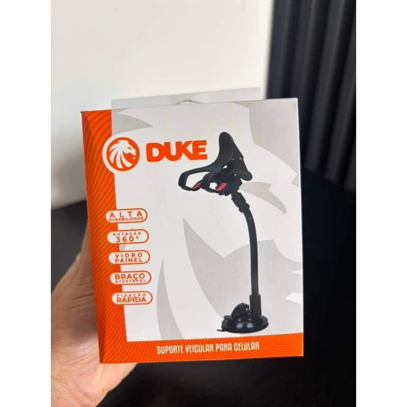 Suporte Veicular para Celular DUKE com Ventosa Forte | Rotação 360° | Braço Ajustável | Fixação Rápida Vidro ou Painel