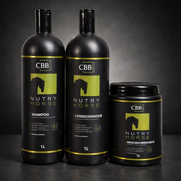 Kit Capilar Nutry Horse 1L (Shampoo/ Condicionador/ Máscara) - Nutre, Fortalece e Acelera o Crescimento