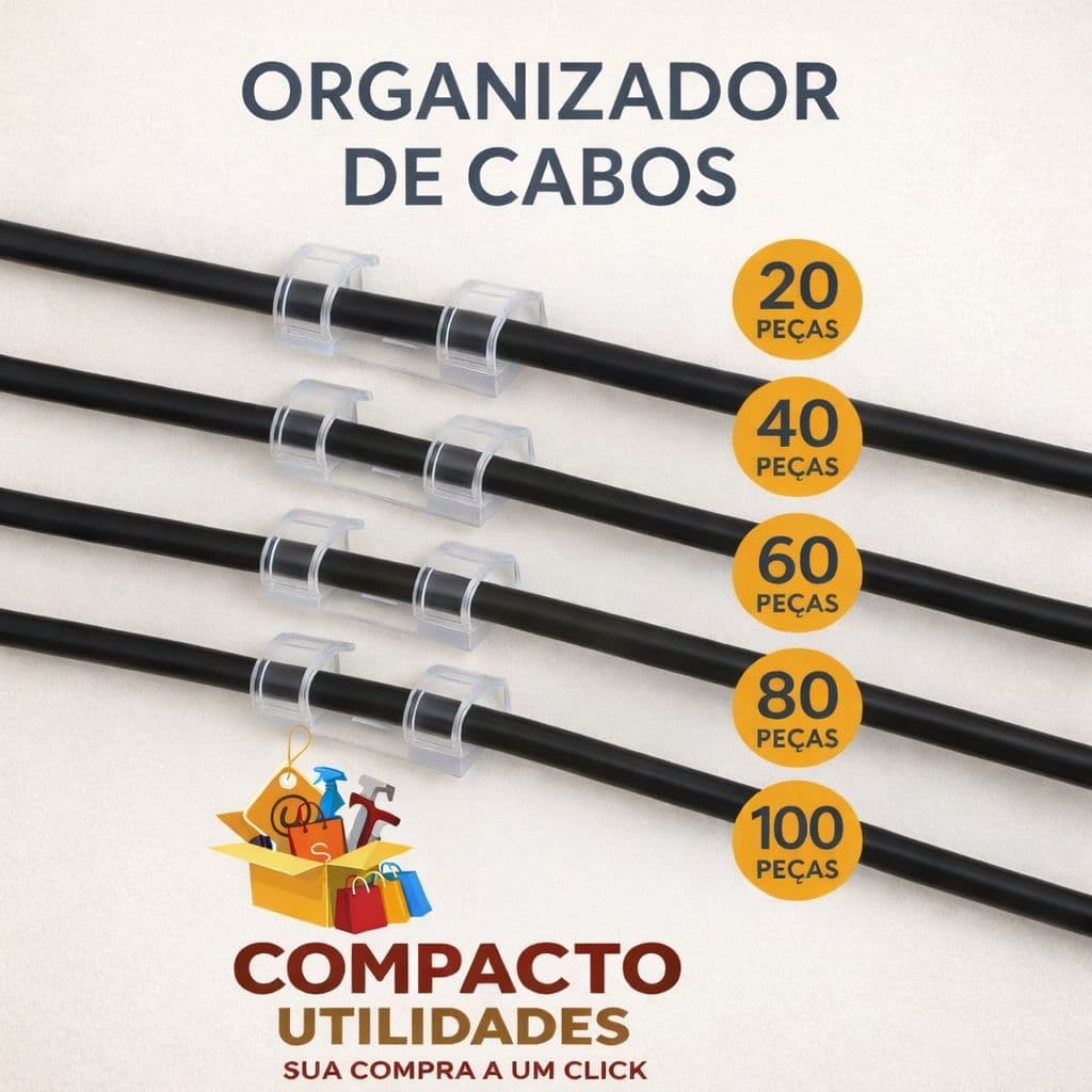Clips Fixador Organizador de Fios e Cabos