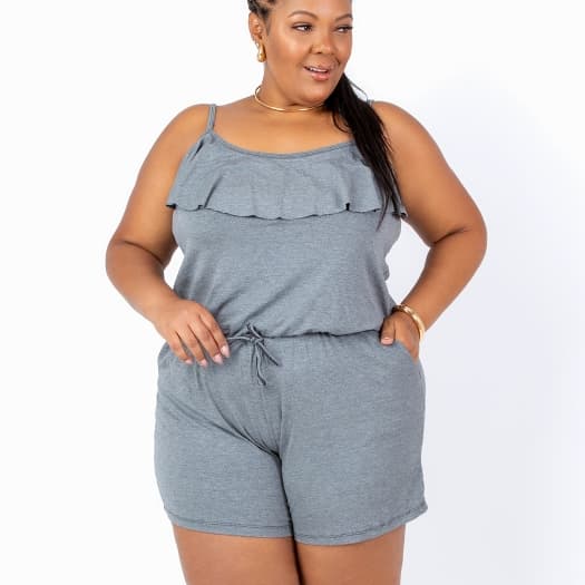 Macaquinho Feminino Plus Size Casual Verão Soltinho