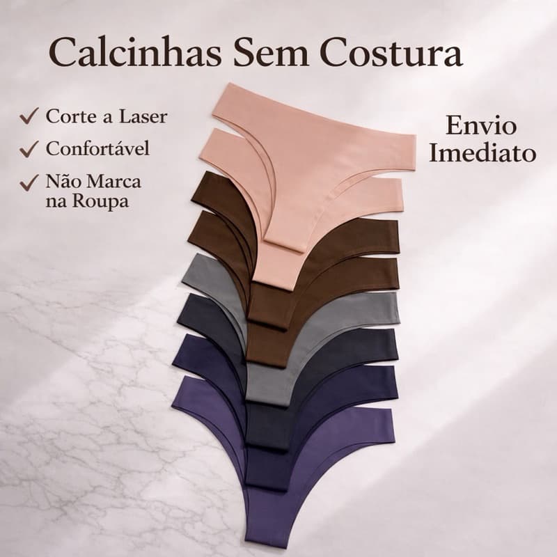 KIT 5 CALCINHAS TANGA FEMININA CORTE A LASER CONFORTO FORRO DE ALGODÃO CALCINHA SEM COSTURA PREMIUM