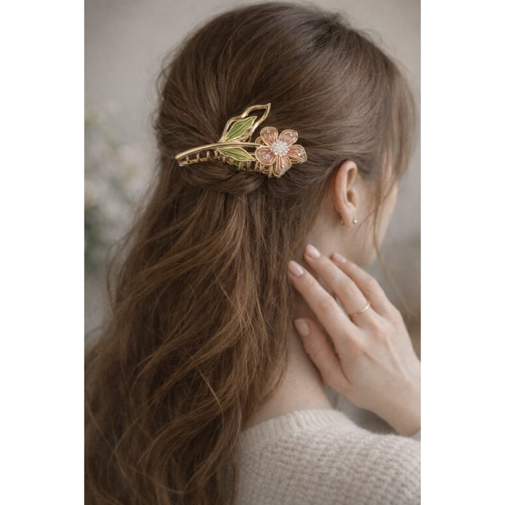 Presilha piranha flor cabelo