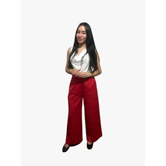 Calça Alfaiataria Moda feminina No Meio Zíper E Nas Laterais Bolso Teçido Pantalona Social