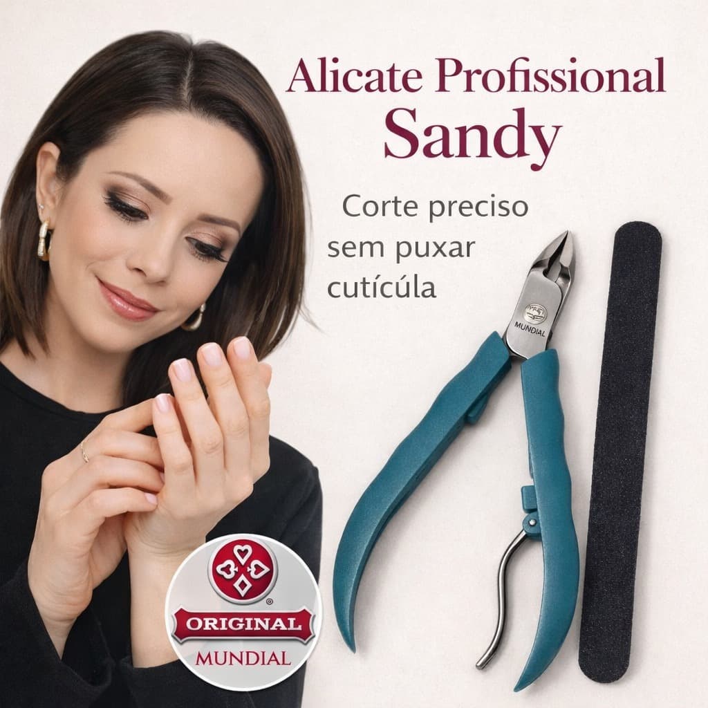 Kit Para Cutícula  Alicate Mundial Sandy Lixa Para Unha